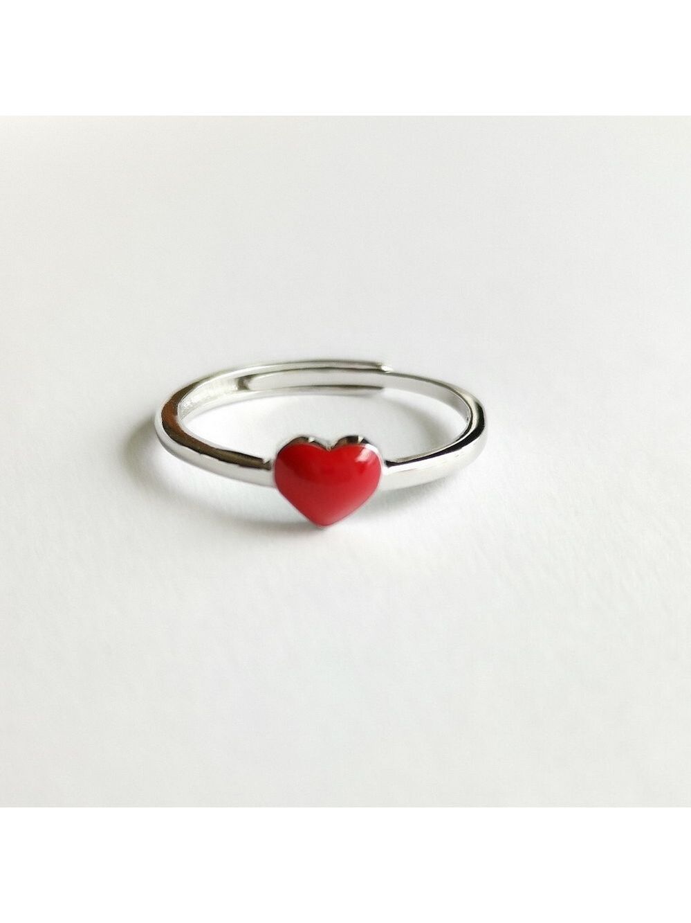 New Tender Heart Sterling silver red enamel Ring
